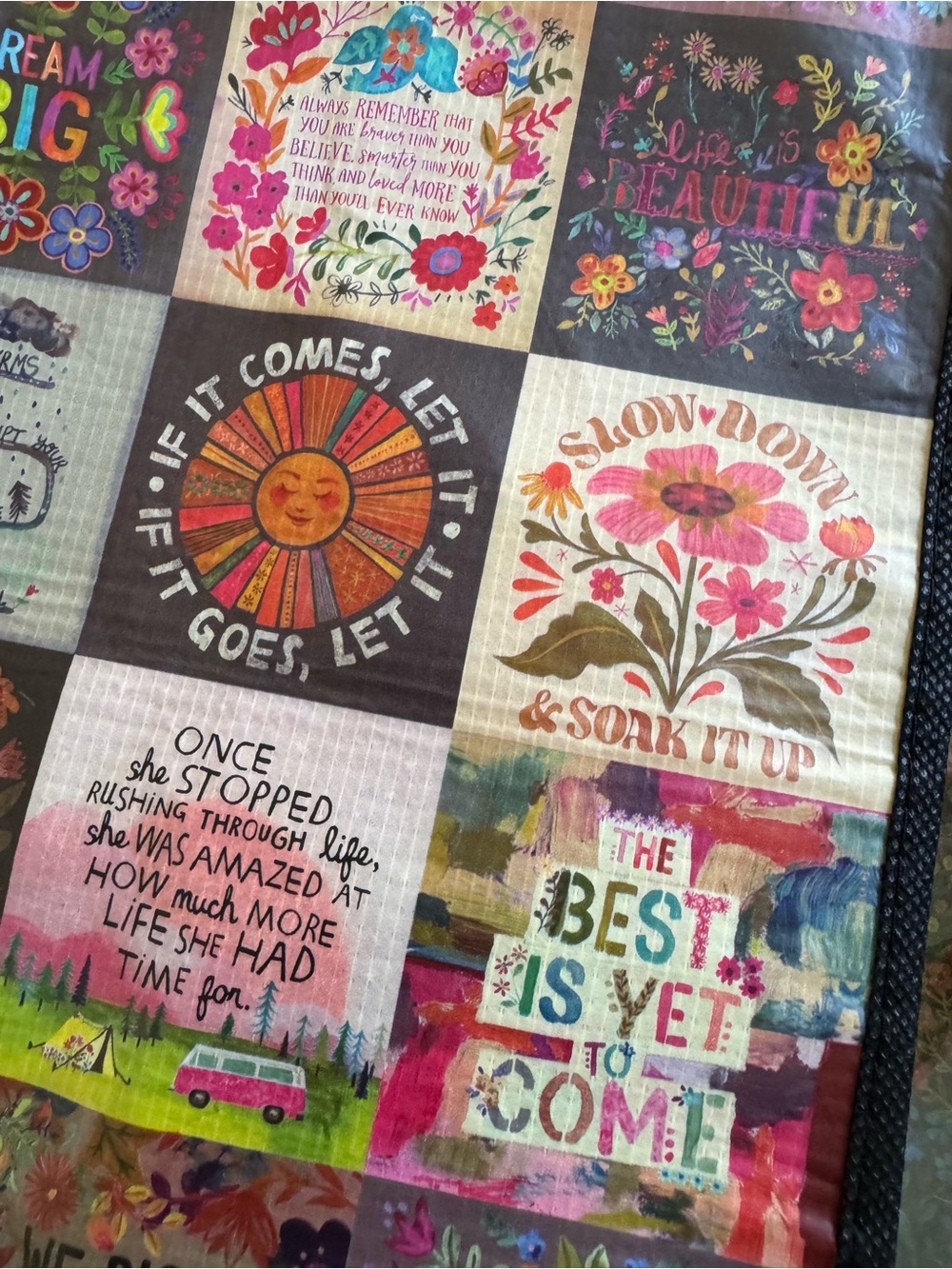NATURAL LIFE Floral & Inspirational Patchwork Reusable Bag